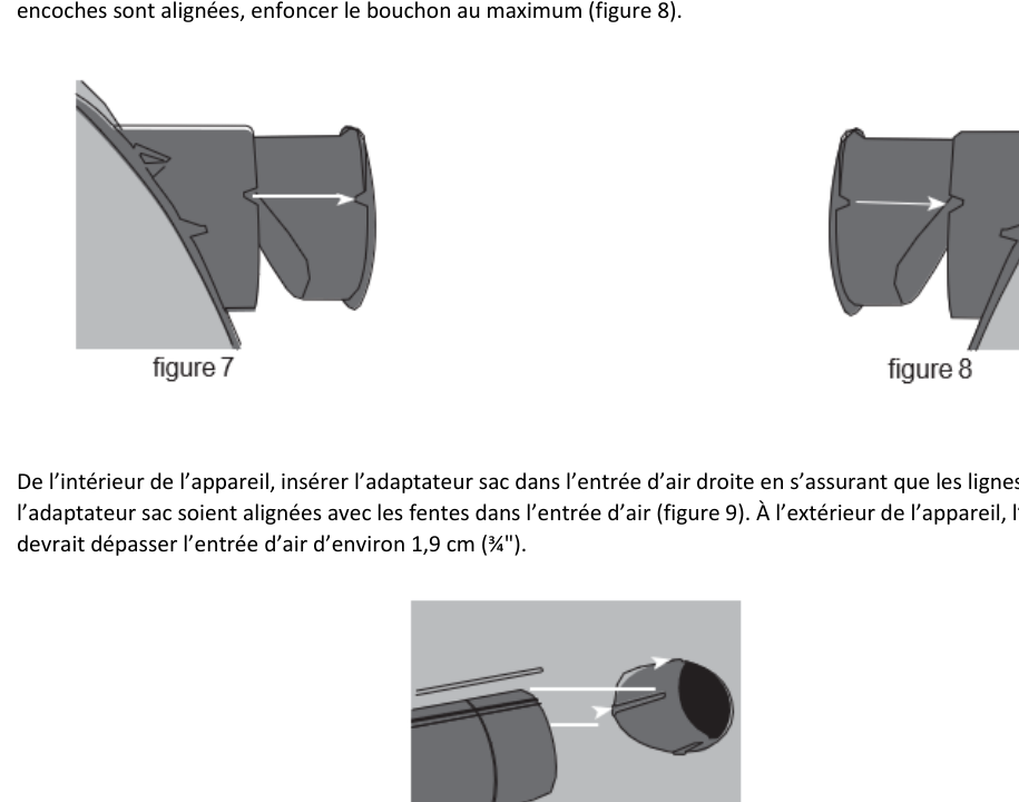 Déplacement du bouchon et réinsertion de l'adaptateur (fig. 7-9)